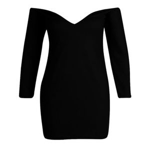 PLUS BARDOT BODYCON DRESS BLACK